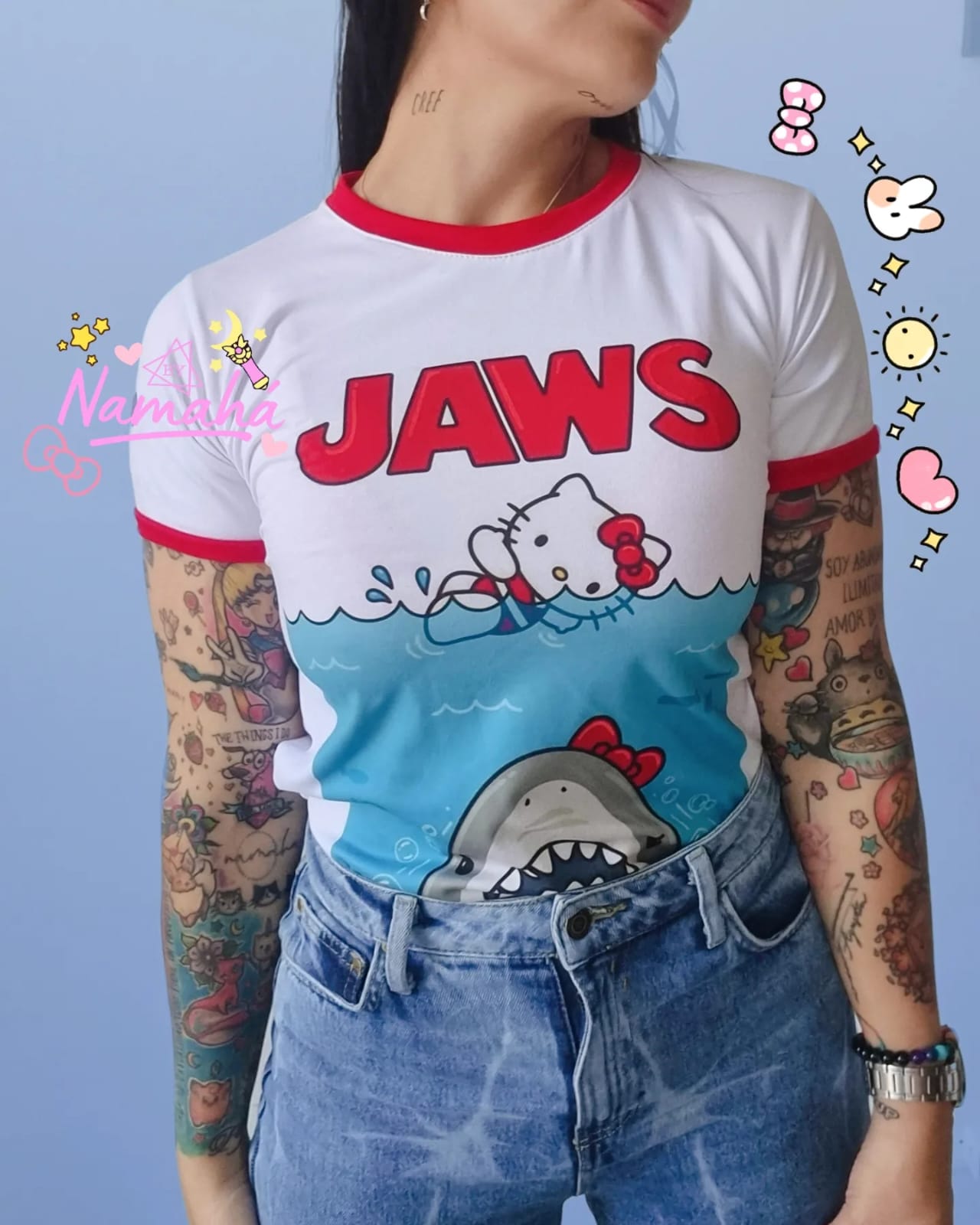 Camiseta de camiseta JAWS HELLOKITTY - Namahá Camisetas